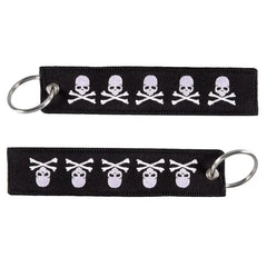 Skull and Crossbones Embroidered Keychain