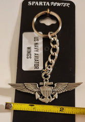 US Navy (USN) Pilot Aviator Wings Pewter Keychain