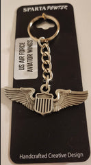 US Air Force (USAF) Pilot Aviator Wings Pewter Keychain