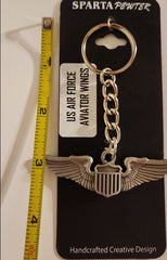 US Air Force (USAF) Pilot Aviator Wings Pewter Keychain
