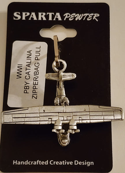 Consolidated WWII PBY Catalina Large Pewter Airplane Zipper/Bag Pull