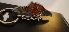 Sweetheart Red Lined Heart 3D Wings Pewter Keychain