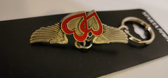 Sweetheart Red Lined Heart 3D Wings Pewter Keychain