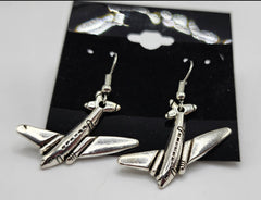 Silver DC-3/C-47 Charm Dangle Earrings