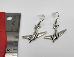 Silver DC-3/C-47 Charm Dangle Earrings