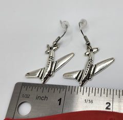 Silver DC-3/C-47 Charm Dangle Earrings