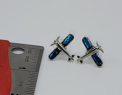Airplane Paua Shell Post Earrings