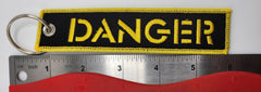 Danger Black/Yellow Embroidered Keychain