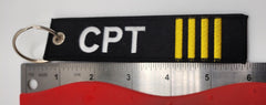 CPT (Captain) with 4 Gold Stripes/Bars Embroidered Keychain