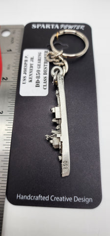 USS Joseph P. Kennedy, Jr. DD-850 Gearing Class Destroyer 3D Ship Pewter Keychain