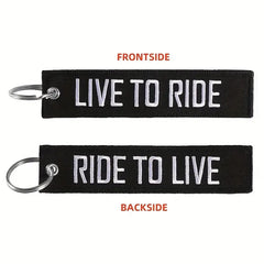 Ride to Live/ Live to Ride Embroidered Keychain