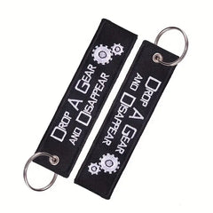 Drop a Gear and Disappear Embroidered Keychain