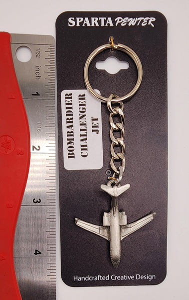 Bombardier Challenger Jet Airplane Pewter Keychain