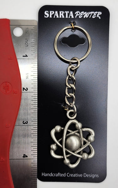 Atomic Atom Pewter Keychain