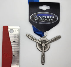 WWII Airplane Radial Prop Engine Pewter Ribbon Ornament