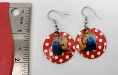 Rosie the Riveter Cutout Hoop Earrings