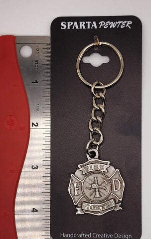 Firefighter Badge Pewter Keychain