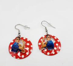 Rosie the Riveter Cutout Hoop Earrings