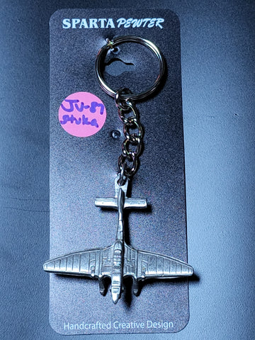 WWII Junkers JU-87 "Stuka" German Dive Bomber Airplane Pewter Keychain