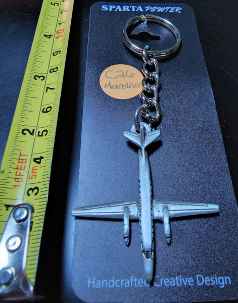 Fairchild C-26 Metroliner Pewter Airplane Keychain