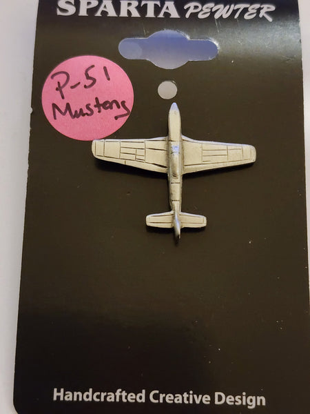 WWII North American Aviation P-51 Mustang Fighter Airplane Pewter Lapel Pin