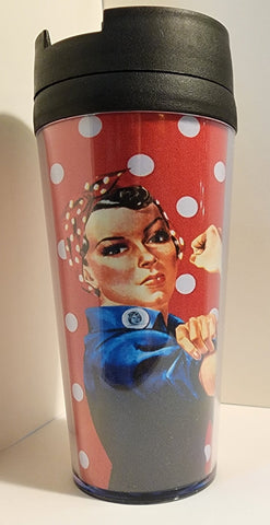 Rosie the Riveter Red/White Polka Dot Travel Mug