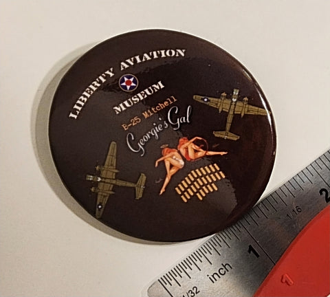 B-25 "Georgie's Gal" Airplane Nose Art & Bombs Button Round Magnet