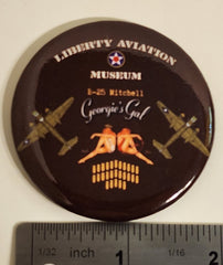 B-25 "Georgie's Gal" Airplane Nose Art & Bombs Button Round Magnet