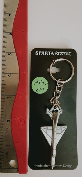 Mikoyan-Gurevich MiG-21 Pewter Jet Airplane Keychain
