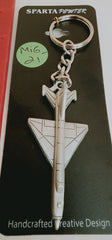 Mikoyan-Gurevich MiG-21 Pewter Jet Airplane Keychain