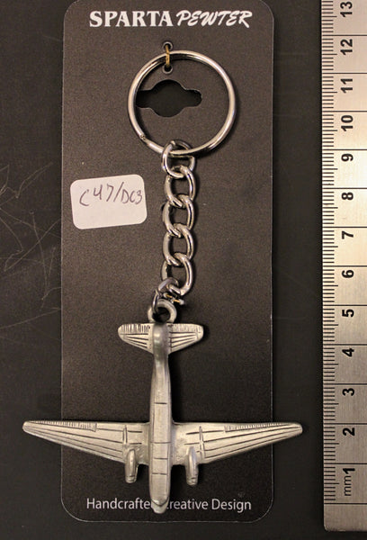 WWII Douglas C-47 Skytrain/Dakota/DC-3 Pewter Airplane Keychain