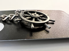Ship's Wheel Pewter Keychain