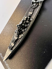 Battleship Pewter Keychain