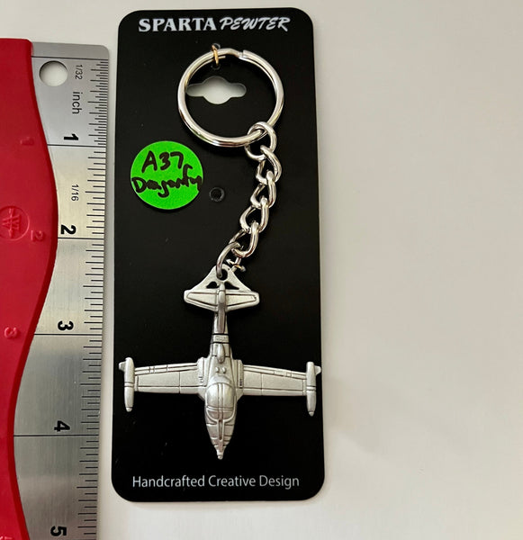 Cessna A-37 Dragonfly Pewter Airplane Keychain