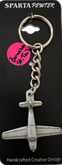 Beechcraft Baron Straight Tail Pewter Airplane Keychain