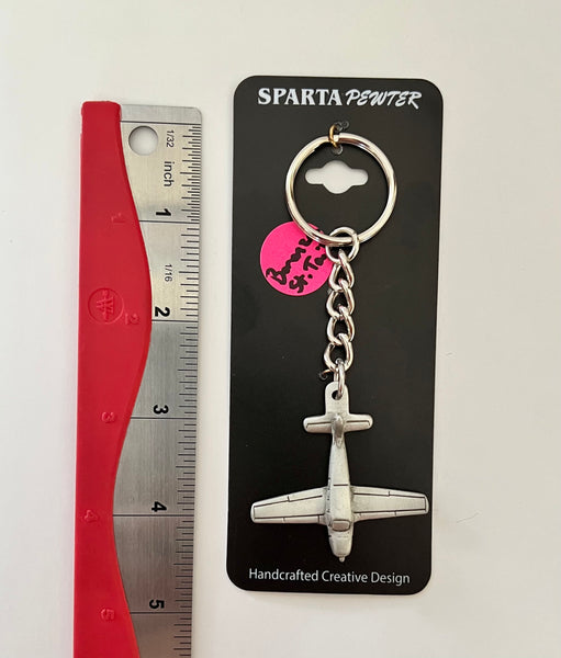 Beechcraft Baron Straight Tail Pewter Airplane Keychain
