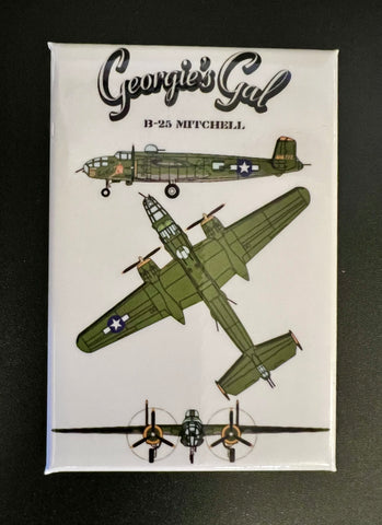 B-25 Georgie's Gal Line Art Airplane Magnet