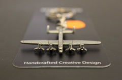 WWII Avro Lancaster British Heavy Bomber Pewter Airplane Keychain