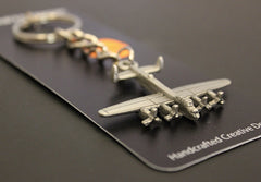 WWII Avro Lancaster British Heavy Bomber Pewter Airplane Keychain