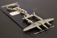 WWII Lockheed P-38 Lightning Airplane Pewter Keychain