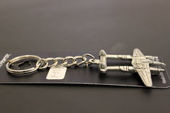 WWII Lockheed P-38 Lightning Airplane Pewter Keychain