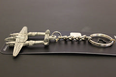 WWII Lockheed P-38 Lightning Airplane Pewter Keychain