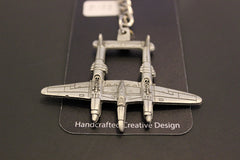 WWII Lockheed P-38 Lightning Airplane Pewter Keychain