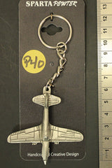 WWII Curtiss P-40 Warhawk Pewter Airplane Keychain