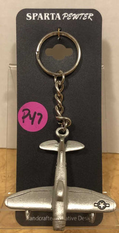 WWII Republic P-47 Thunderbolt Pewter Airplane Keychain