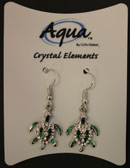 Turtle Green Crystal Dangle Earrings