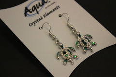 Turtle Green Crystal Dangle Earrings