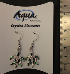 Turtle Green Crystal Dangle Earrings