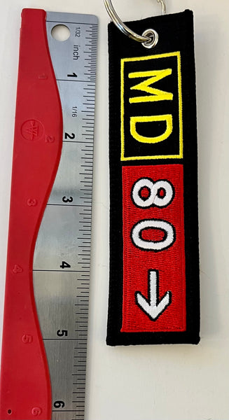 McDonnell Douglas MD-80 Airliner Embroidered Keychain