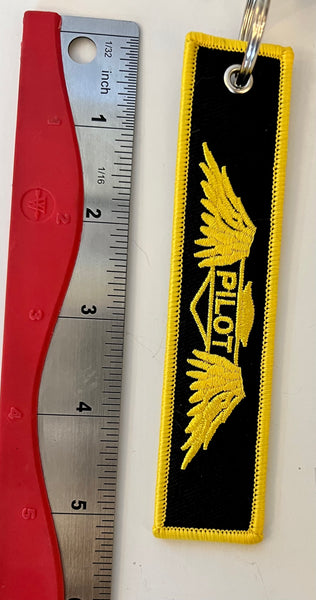 Pilot with Gold Wings Embroidered Keychain